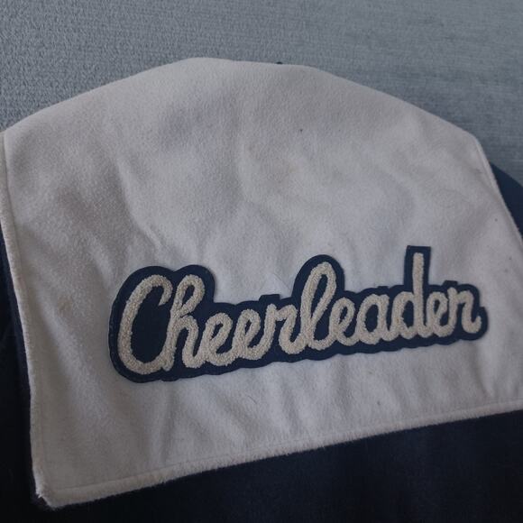 Vintage Delong Varsity Cheerleading Jacket Womens 34 Black Wool 80s Snapfront - Picture 4 of 8